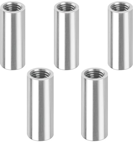 Xiciki 5 Stück M8×30mm Runde Gewindemuffen, 304 Edelstahl Rundmuffen Verbindungsmuttern, V2A Innengewinde Distanzmuffen Kupplungsmutter Stabmutter Länge Muttern
