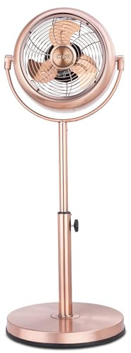 Air Pro 8 Pedestal Fan Retro Style Metal Standing Fan Adjustable Height and Tilt - Powerful Airflow For Instant Cooling 3 Speeds Compact Electric Fan to use at Home Office or Bedroom