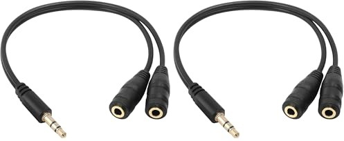 TRIXES 3.5mm Jack Splitter Audio Headphone Splitter Cable Jack Lead Two Way (Pack of 2)