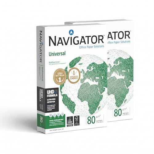 Navigator Universal Carta Premium per ufficio, Formato A4, 80 gr, 2 risme da 500 Fogli