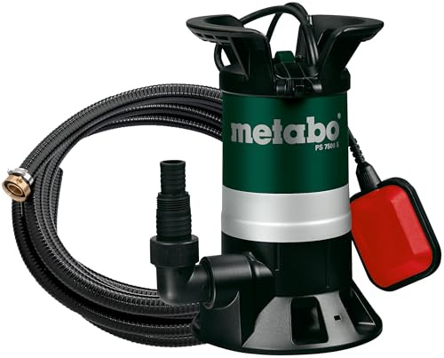 metabo Schmutzwasser-Tauchpumpe PS 7500 S Set - 450 W, 7500 l/h, 5 m Förderhöhe - Robustes Gehäuse, Überlastschutz - Ideal für Keller, Tanks und Gartenbewässerung - Inkl. Ablaufgarnitur