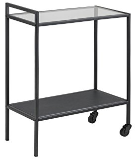 AC Design Furniture Jörn Servierwagen, H: 75 x B: 60 x T: 30 cm, Klar/Schwarz, Glass/Metall, 1 Stk