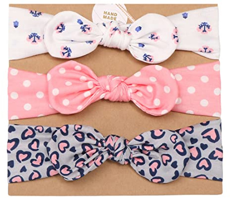 Vellette baby pannband flicka stretch söt kaninöra tryckt turban pannband huvud förpackning hårband