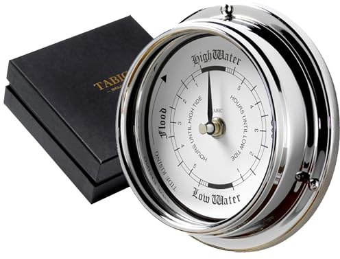 Tabic Chrome-Plated Brass Tide Clock – Mariner MkII Case, Precision Lunar Tide Tracking, Handcrafted in England, Marine Wall Instrument