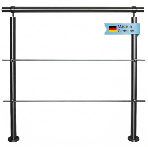 TIBU Edelstahl Geländer V2A für Balkon Terrasse Treppe mit waagerechten Streben, Aufmontage 0,6m-6m