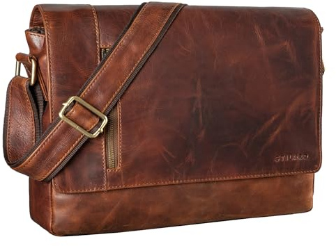 STILORD Davis Borsa Messenger in Pelle 13 Pollici | Borsa Vintage per Laptop | Borsa a Tracolla per Università, Ufficio, Libri | Vera Pelle Colore:florida - marrone