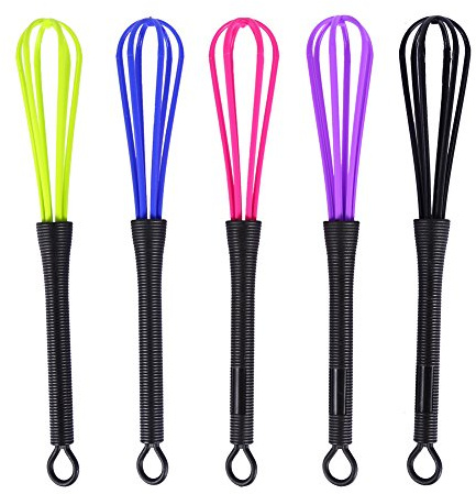 Schneebesen Silikon, Mini Klein Farbig Spiralschneebesen, 5 Stück Kunststoff Rührbesen, Milch Eierschlägel Für Die Haarfärbung Die Küche Oder Zum Färben Von Haaren Fur Mischen Schlagen Aufschäumen