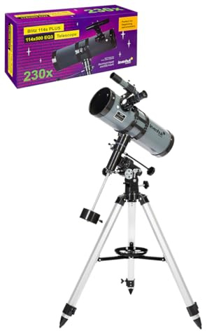 Levenhuk Blitz 114S Plus Newton Spiegelteleskop für Astronomie Einsteiger | 114 mm Öffnung, Kurzer Tubus, EQ-Montierung mit Feinverstellung, Ideal für Deep-Sky-Beobachtung und Astrofotografie