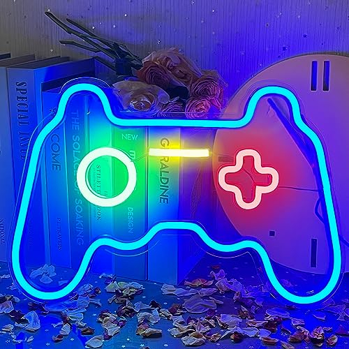 UExnkj-Y Gamepad Letrero de Neón LED Gaming por USB - Decoración de Habitación para Juegos, Bar, Dormitorio de Adolescentes y Niños - Luces de Pared