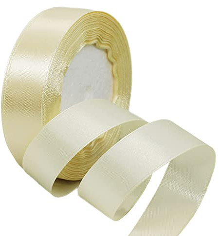 22m Satinband Geschenkband Beige 25mm Breit,Seidenband Beige Schleifenband Satin Dekoband Geschenkverpackung Deko Band Stoffband für Halloween Weihnachten Hochzeit Taufe Geburtstag DIY-Handwerk