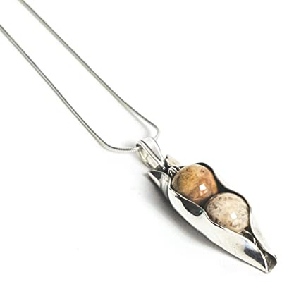 Coral Anniversary | 35th Wedding Anniversary Gift | Two Peas In A Pod - No Chain | Coral Stones | Wife Anniversary Gift