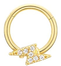 Lieson 1 Stück Nasenring Piercing Tragus Piercing Silber 925 16G Nasenringe Set Hoop Creolen Blitz Zirkonia Piercing Septum Knorpel Tragus Helix Ohrringe Gold