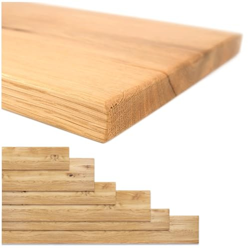 1x Regalbrett EICHE Regalboden Wandregal, Küchenablage, Fensterbank, Schweberegal Massivholz viele Maße Einlegeboden Rustikal Wandboard schwebend Halterung Bücher Dekoration (25cm Tiefe, 130cm Breite)