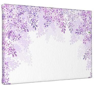Quadro senza cornice con fiori lilla in fiore, 20 x 30 cm (orizzontale), decorazione da parete su tela per la casa e il soggiorno