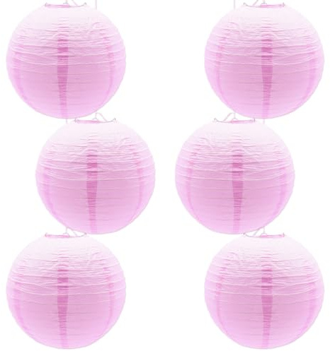 CEEYSEE 6 Stück Papierlaterne Rosa 30 cm Hängende Runde Papierlaternen Faltbar Papier Lampions für Brautpartys Geburtstag Feiern Garten Deko(DL/FNS)
