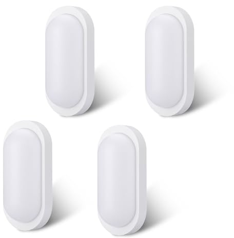 Oraymin 4 Stücke LED Kellerlampe 18W 1710LM Wandleuchte, IP65 Feuchtraumleuchte Oval, 4000K Neutralweiß LED Wandlampe Deckenleuchte Deckenlampe für Treppe, Flur, Keller, WC, Garage, 20.7 * 9.8 * 6cm