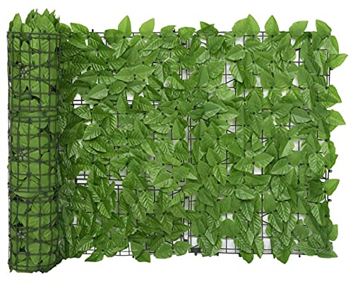 BULANED Balkon-Sichtschutz, Balkonsichtschutz, Windschutz Balkon, Windschutz Terrasse, Balkonverkleidung, Sichtschutz Garten, mit Grünen Blättern 400x75 cm