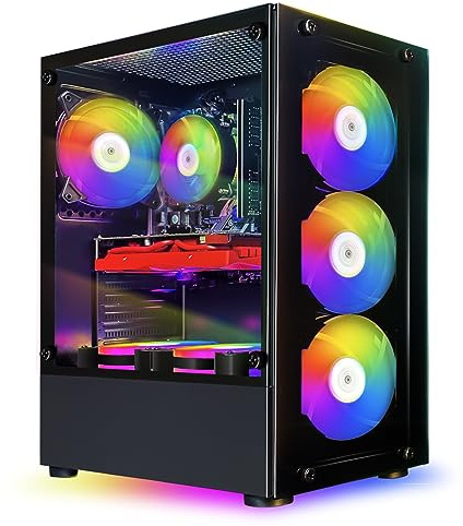 STGsivir Gaming PC, Core i7,RX 580 8G, 16G RAM, 1T SSD | Gaming Computer für Streaming,Videobearbeitung,Hausaufgaben, bis zu 3.9 GHz,WLAN, BT 5, 4K,HDMI,DP, Win10 Home, ARGB