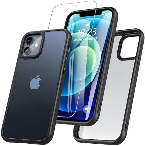 Hensinple Für iPhone 12/ iPhone12 Pro Hülle,Hanyhülle iPhone 12 mit Panzer Schutz Glas Stoßfest Militärstandard Rundumschutz Outdoor Cover Schutzhülle für iPhone 12/12 Pro Case 6.1 '', Schwarz