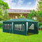 Daromigo Cenador impermeable de 3 x 6 m, color verde, para fiestas, protección UV, con paneles laterales y grandes ventanales, estable, resistente al invierno, para bodas, exteriores, jardín, fiestas