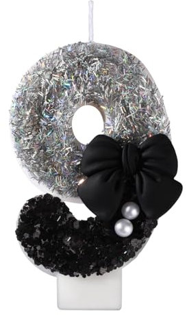 Kerzen Geburtstag, 0-9 Geburtstagskerzen Zahlen Schöne Geburtstagskerze Dekoriert mit Perlen und Kleinen Schleifen Geburtstagskerzen Kinder für Geburtstage, Party, Hochzeiten oder (fashion, 9)