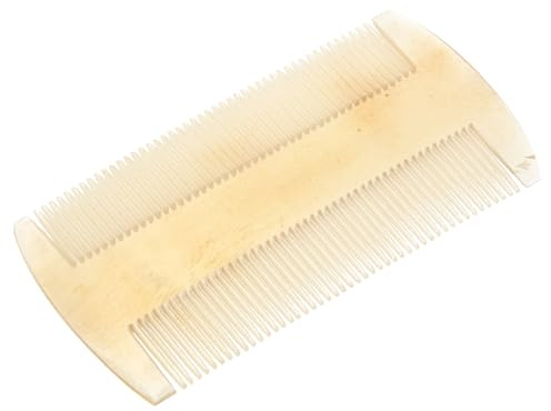 Hornkamm Doppelseitig aus Schafshorn in Beige für Kopfhautmassage | Leicht, Tragbar und Handlich, Geeignet für Unterwegs und Reisen, Kompakte Ausführung