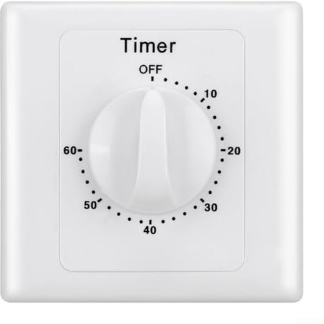 HEBEOT Conto alla rovescia Timer Interruttore Elettronico Meccanico Conto Alla Rovescia Controllo Timer Presa Timer Interruttore Per Uso Domestico Controllo 85 X 85 X 48 Mm (60 minuti)