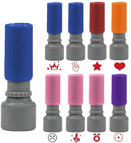 Marke Timbro,Set 8 Timbri Per Insegnanti In Inglese,Timbro Autoinchiostranti,Tamponi D'Inchiostro Colorati Per Bambini,Per Scuola, Insegnanti e Bambini,Consentono Agli Insegnanti Di Incoragg