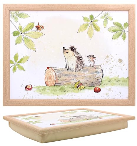 The Leonardo Collection Bandeja de Papel con diseño de Erizo y ratón con Bolsa de Frijoles para Servir Platos, Bonitas bandejas de Regazo para Comer en el Regazo para la Cena o el Desayuno, bandejas