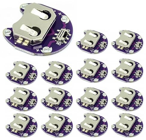 GERUI 15 Stück Knopfzellen-Batteriehalter Lilypad | CR2032 Batteriemontagemodul fürArduino Small Slide Switch Board DIY CR2032 Batteriehalter Gehäuse Modul