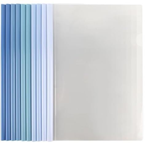 BIVBWQU 10 cartelle formato A4, in plastica, con clip, blu