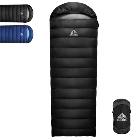 BUERTS Sac de Couchage en Duvet pour Adulte(0 à -12℃) adapté aux 3 Saisons,Sac de Couchage Compact,léger et Portable,pesant seulement1420g,adapté à la randonnée et aux activités de Plein air.