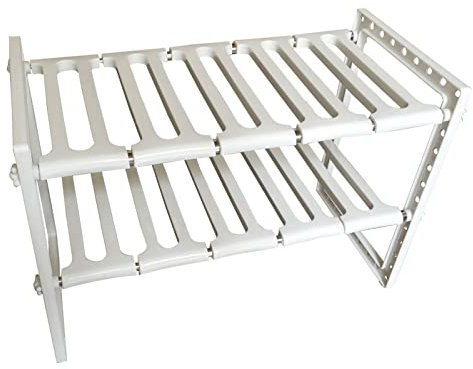 Estante extensible de 2 niveles para debajo del fregadero, estante de cocina, organizador multiusos para despensa, baño, estante de almacenamiento