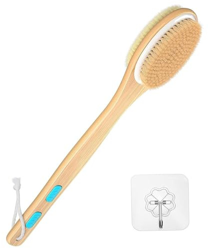 Yoodeet Back Scrubber for Shower, Long Handle Dual-Sided Shower Brush with Soft and Stiff Bristles, Body Exfoliator
