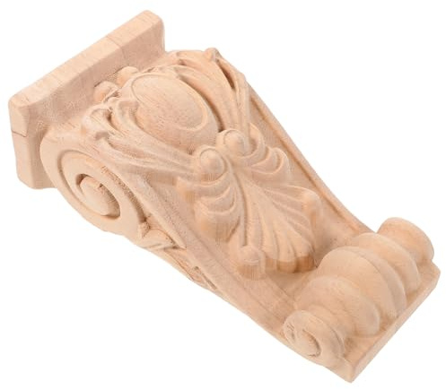 AUTSUPPL Chapiteau Bois Massif Sculpté Style Européen Support Décoratif pour Colonne Poutre 8X15X4,5Cm Maison Intérieure