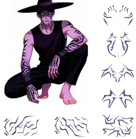 Hunters Temporäre Tattoos, Dämonen Temporäre Tattoos stickers, Anime Cosplay Aufkleber,Requisitenzubehör Für realistische Schweiß-und wasserfest für Cosplay Halloween und Party Make up