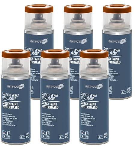 SIMPLETEK - 6X Bomboletta Vernice Spray Marrone Fango Base Acqua Smalto Multimateriale Legno Plastica Metallo RAL 8003 B4008003 (6 pezzi)