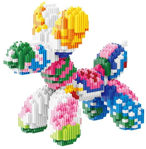CHANGYUE Ballon-Hund-Mikro-Baustein-Set, Welpe, Mikro-Blöcke, 3D-Puzzle-Sammlung, Tiermodell for Kinder und Erwachsene, Geburtstagsfeier, Gastgeschenke, (4)