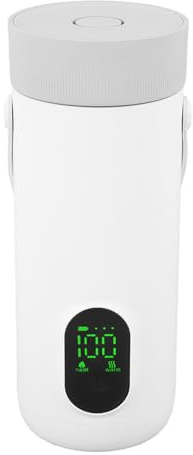 Jectse Bouilloire électrique de Voyage, Mini Bouilloire Portable de 350 Ml, Petite Chaudière à Eau Chaude à ébullition Rapide avec Batterie Rechargeable de 27 000 MAh, pour Voiture, (Prise UE)