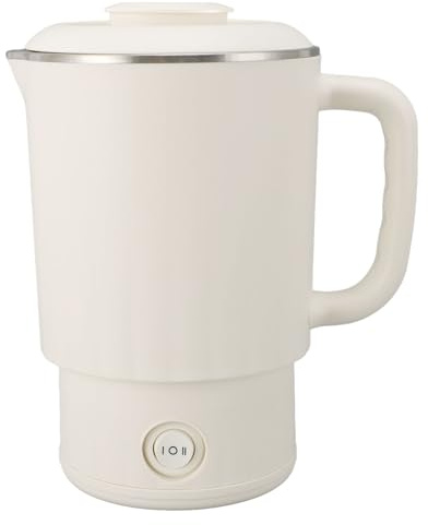 BAFOVY Bollitore Elettrico da Viaggio Bollitore Elettrico 600W 600ml Acciaio Inossidabile Scaldacqua Portatile con Controllo Intelligente della Temperatura per Tè Caffè Campeggio (Spina europea 220 V)