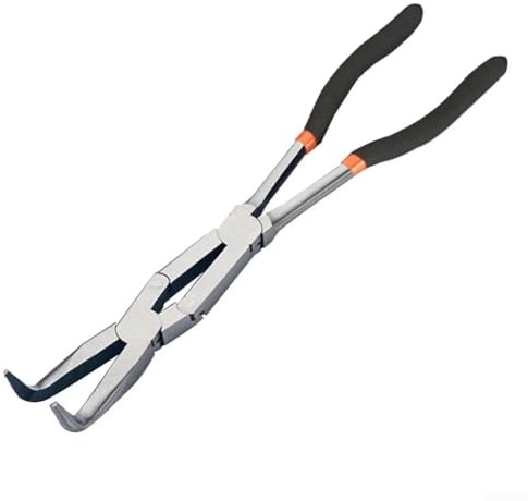Extended Length Needle Nose Pliers with Straight 45 Degree and 90 Degree Bent Tips for Detailed Work Across Industries (90°)
