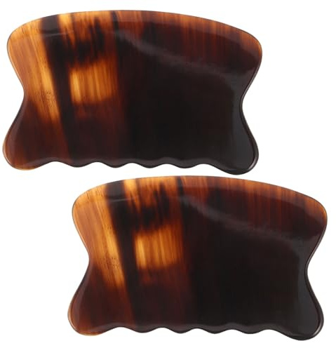 COOPHYA 2 St Oxhorn Gua Sha Ansiktsskrapa och Kroppsmassageverktyg Lätt och Ergonomisk Guasha-platta för Hudlyftning och Avslappning Traditionell Hudvård för Ansikte och Helkropp