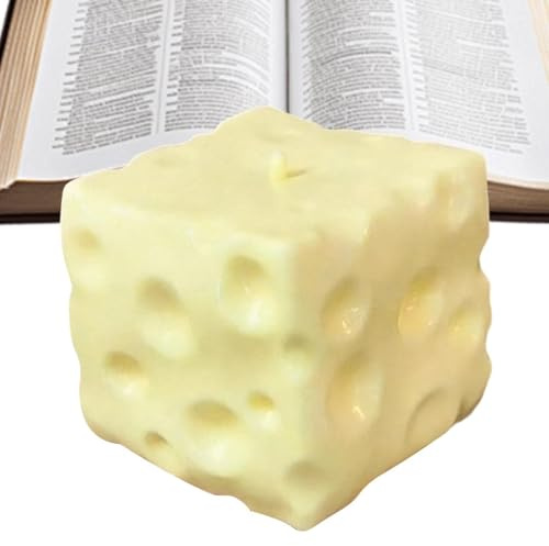 No Rebound Cheese - Cube Squeeze Toy Realistic Cute Sensory | Fidget Stress Relief Hand Grip Anti för barn, vuxna, klassrum, , resor eller bilturer,10x10x10cm/3,94x3,94x3,94