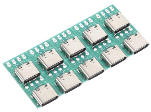 KAILIKETIY Connecteur USB-c DIY 10 Pièces Femelle PCB Type-c 3.1 Adaptateur de Conversion pour Transmission de Données sur Cartes de Circuit
