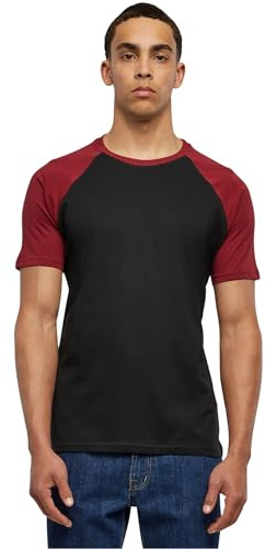 Urban Classics Raglan Contrast Tee, Maglietta Uomo, Nero/Rosso (Bordeaux), M