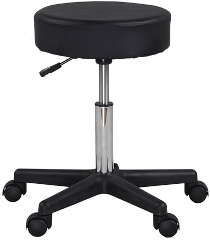 Display4top Black Adjustable Rolling Cushion Tattoo Massage Hydraulic Salon Stool,5 Wheels