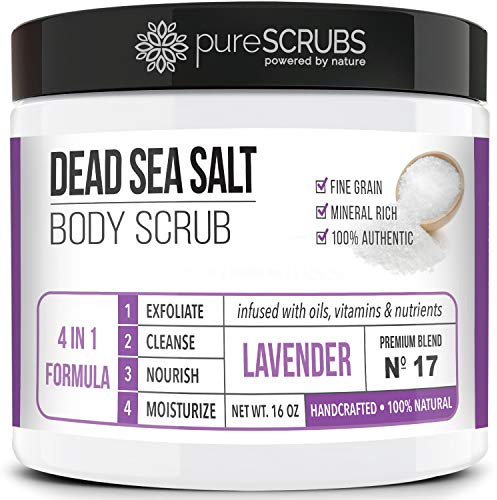 pureSCRUBS Premium Lavender Body Scrub Set, Exfoliating Dead Sea Salt Scrub