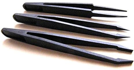 Bergeon 6751 Pinzette aus Kohlefaser für Uhren, 3 Stück