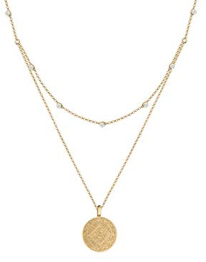 Elli Halskette Damen Layer Look Münze Plättchen Vintage mit Kristallen in 925 Sterling Silber