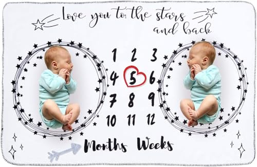 Babydecke Meilensteine Decke Baby Kuscheldecke Kuschelige Decke Fleecedecke Schmusedecke Erstlingsdecke Erstausstattung Geschenke Geburt Für Die Mutter Mädchen & Junge Weiß 100 * 150cm (Zwillinge)